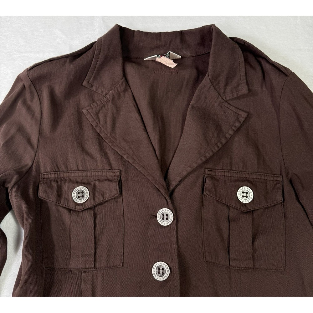 Hard Tail Y2K Military‎ Utility Top Jacket Womens Small Logo Buttons Pockets USA